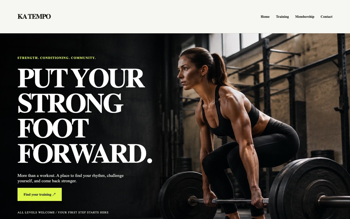 Free Fitness & Gym WordPress Theme (KA Tempo) — Block Editor, No Plugins preview