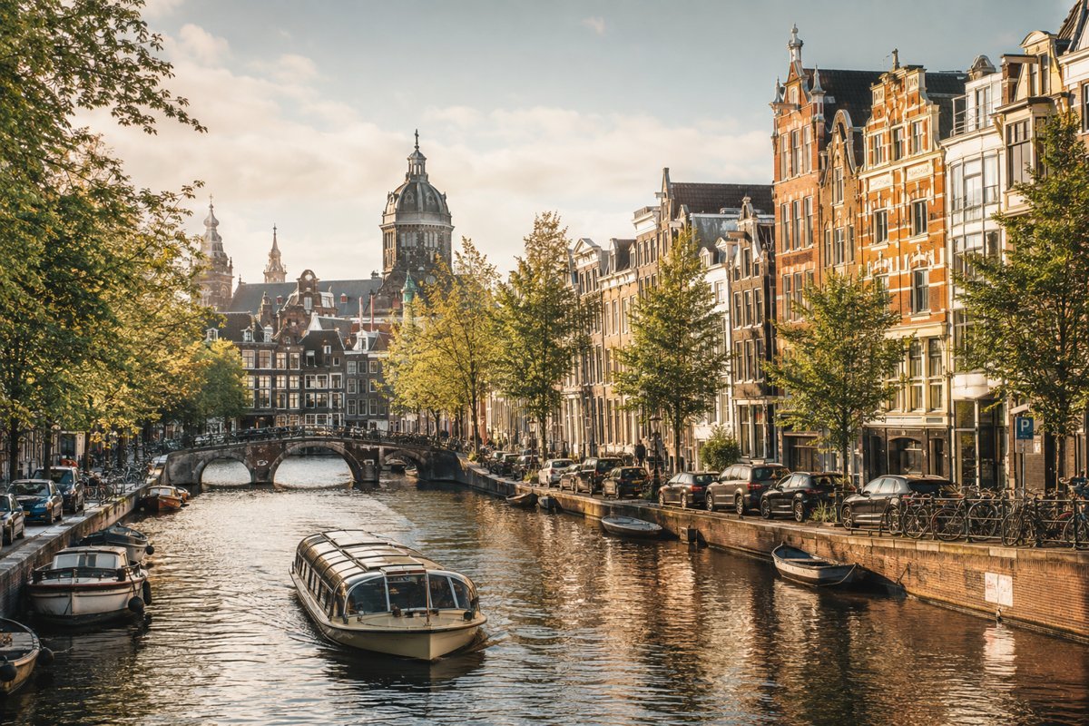 Illustrative city view of Amsterdam