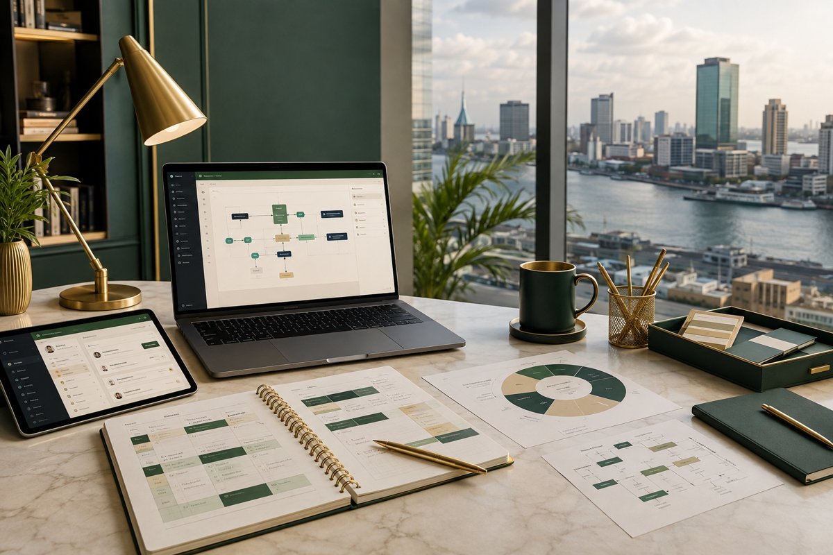 Illustrative service design mockup with Lagos in the background