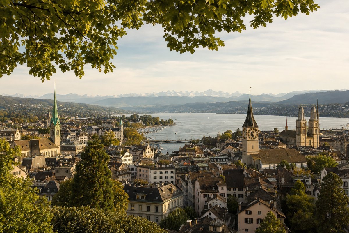 Illustrative city view of Zurich