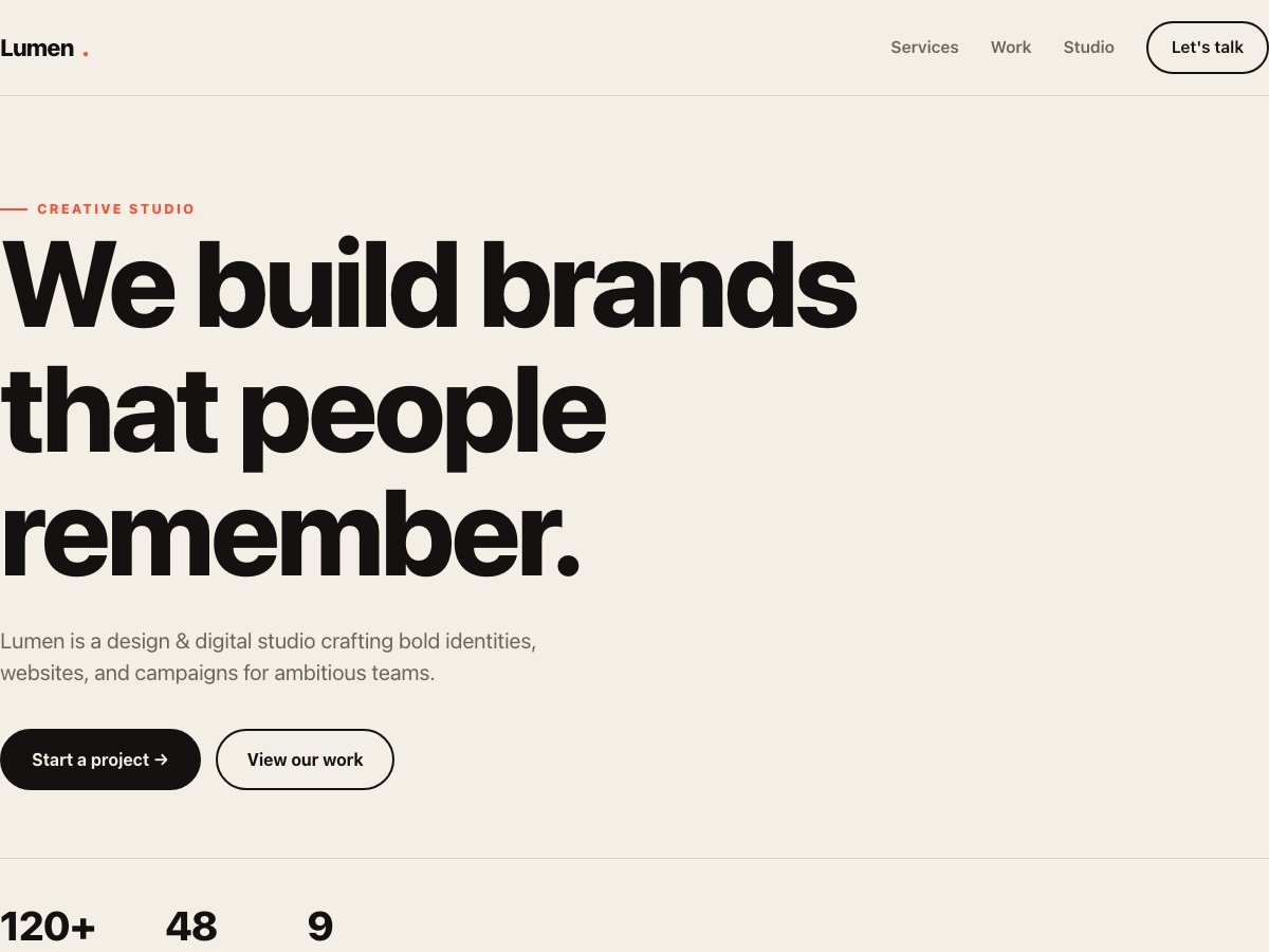 Free Creative Studio WordPress Theme (Lumen) — Teal & Cream, Block Editor preview