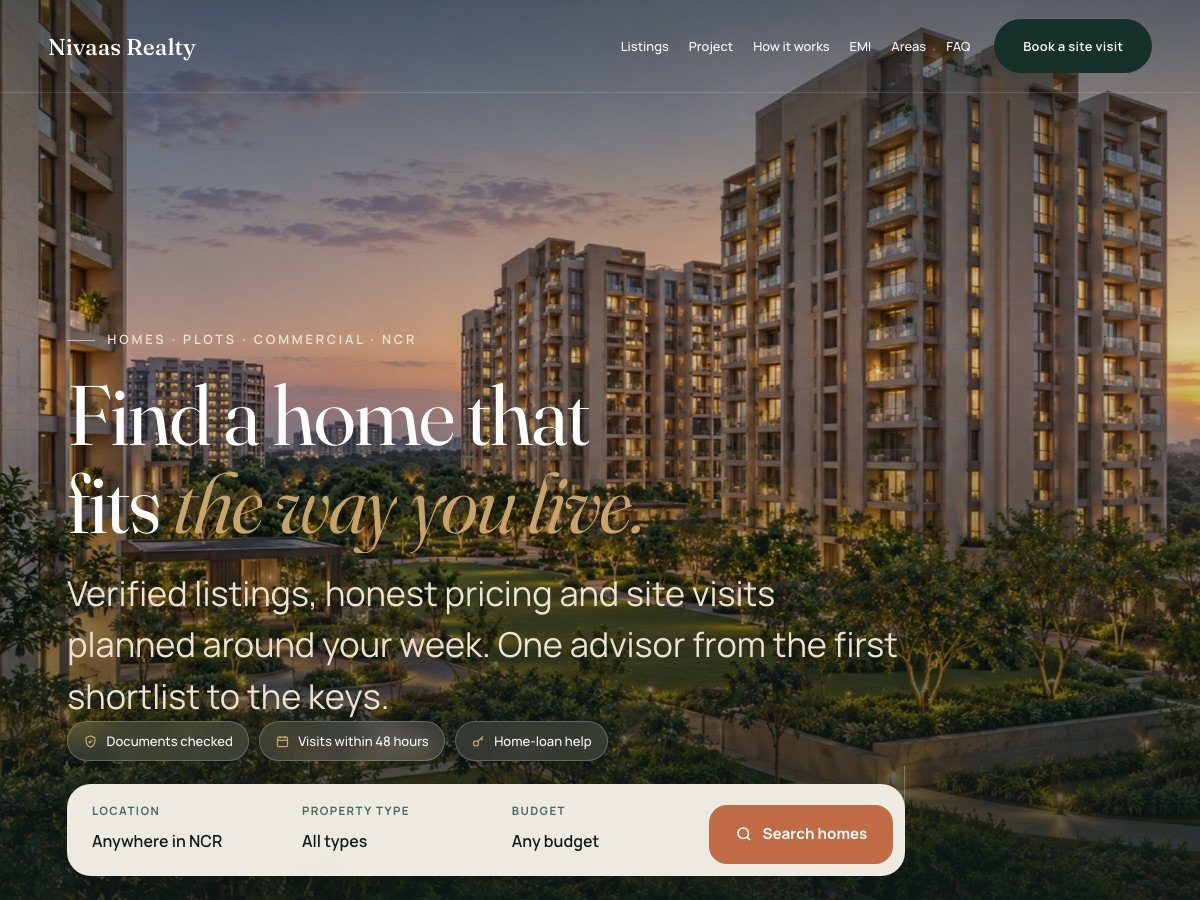 Free Real Estate WordPress Theme (Nivaas): Block Editor, No Plugins preview