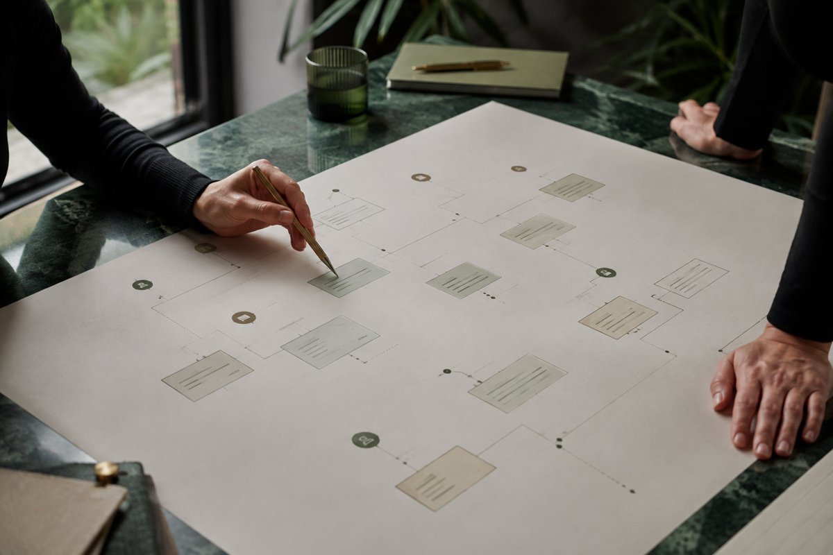 Mapping event tracking across a customer journey on paper
