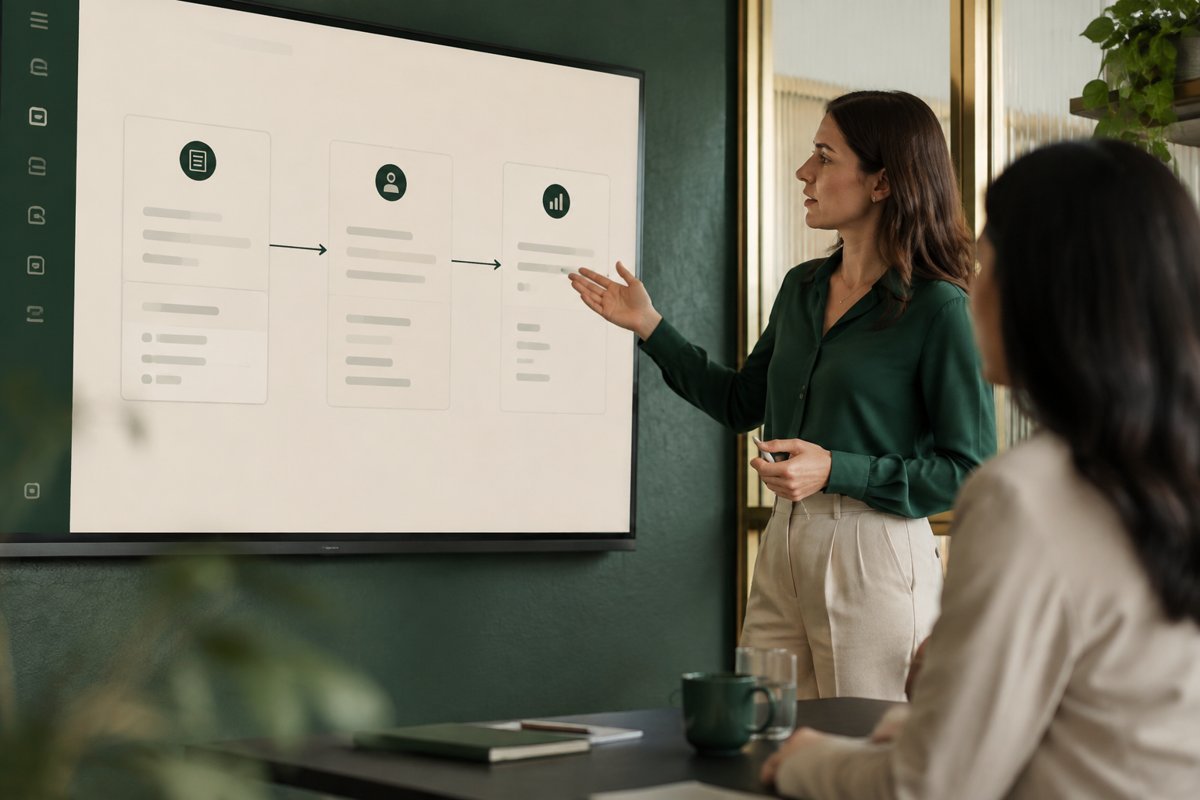 Connected workflow interface linking enquiry form CRM and reporting
