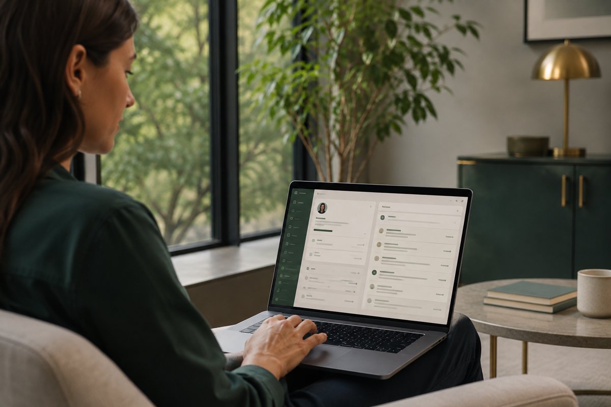 Customer profile dashboard with activity timeline and follow-up tasks