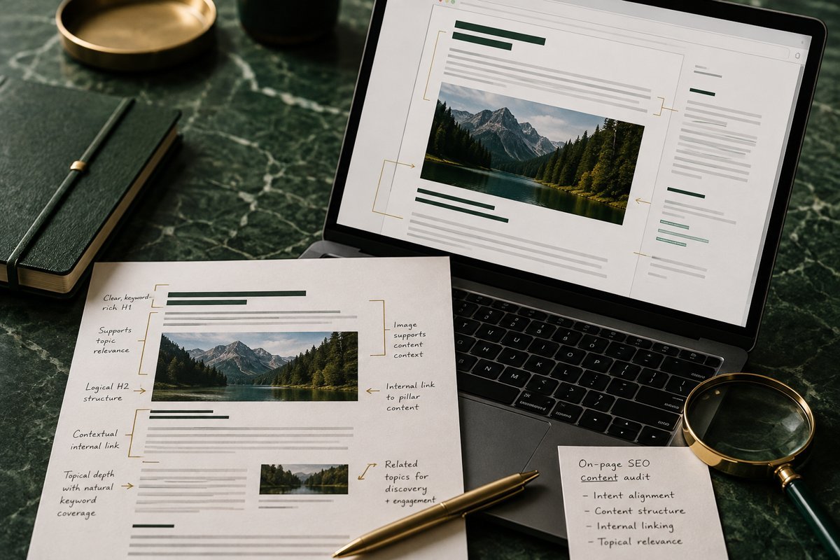 On-page SEO — illustrative creative and working environment