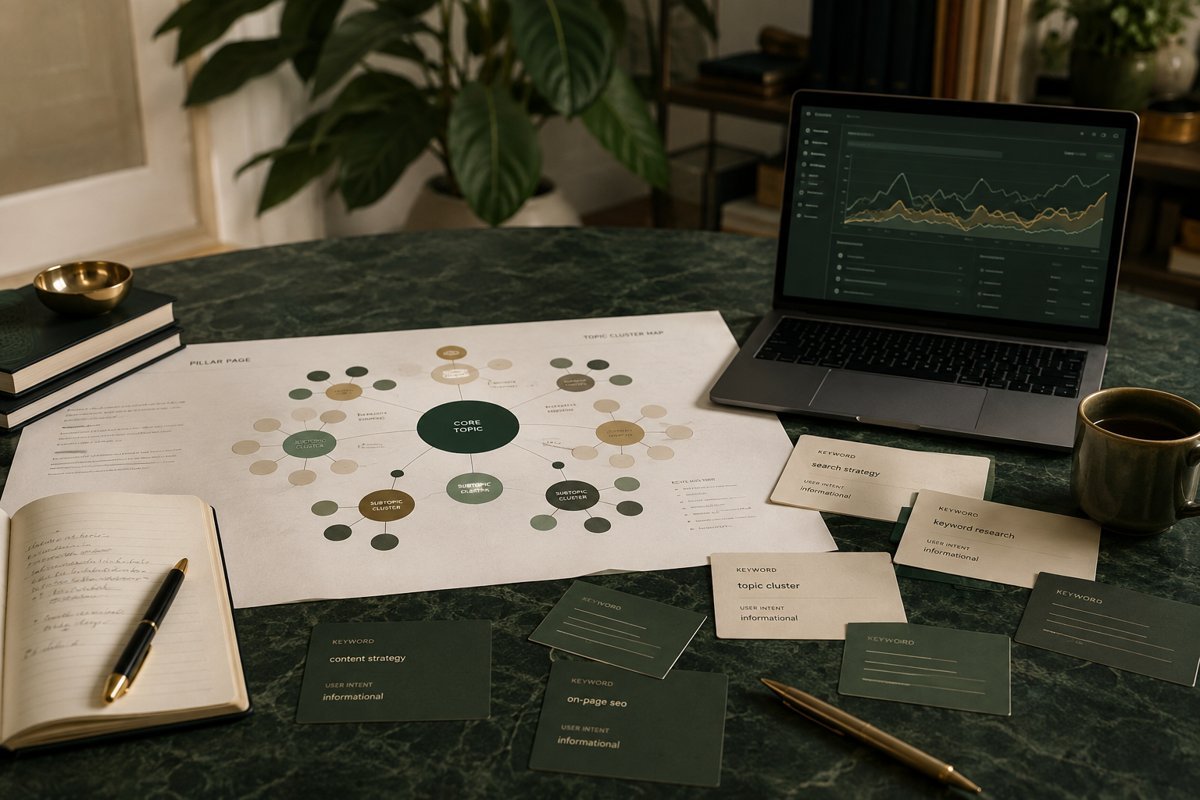 SEO strategy — illustrative creative and working environment
