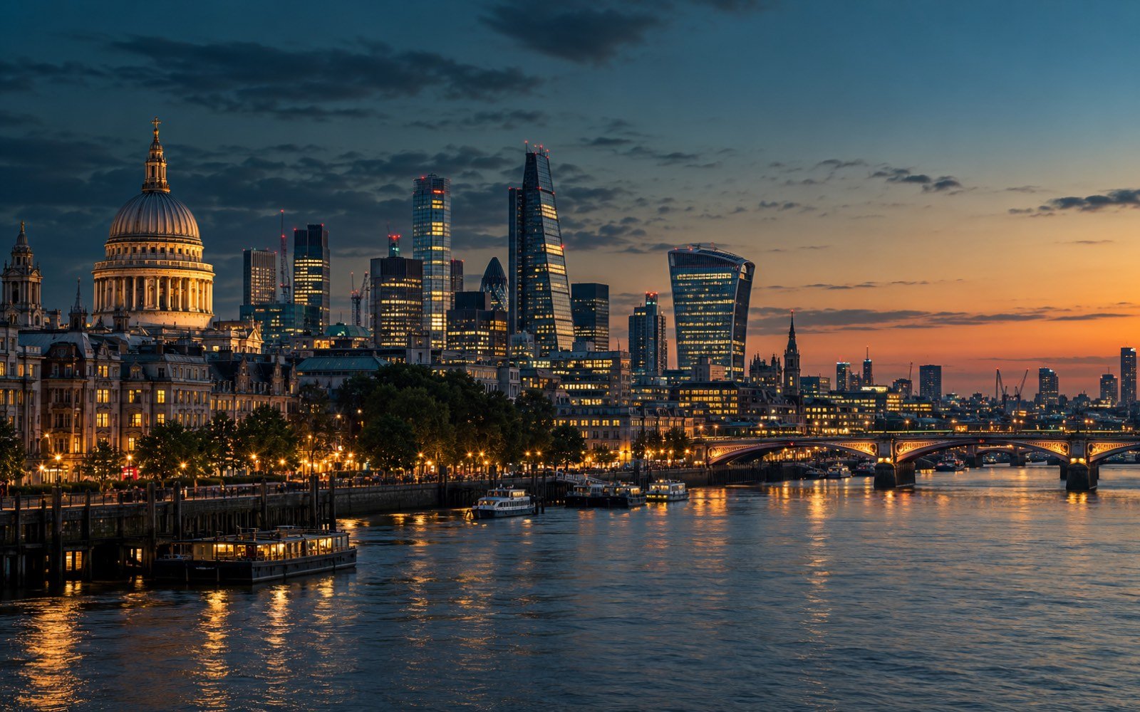 United Kingdom skyline at dusk